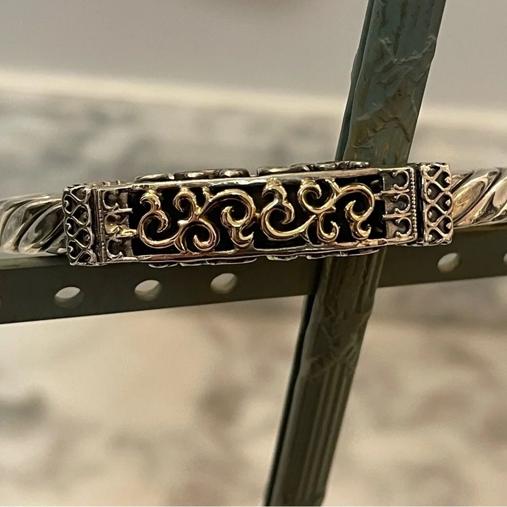 Silpada Rare Sterling Silver & 14k Yellow Gold Bangle Bracelet - Picture 7 of 10